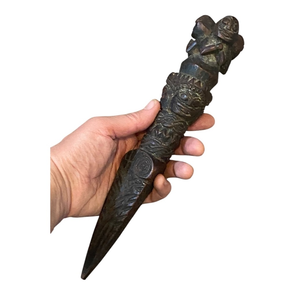 Vintage Tibetan Phurba, wooden hand carved